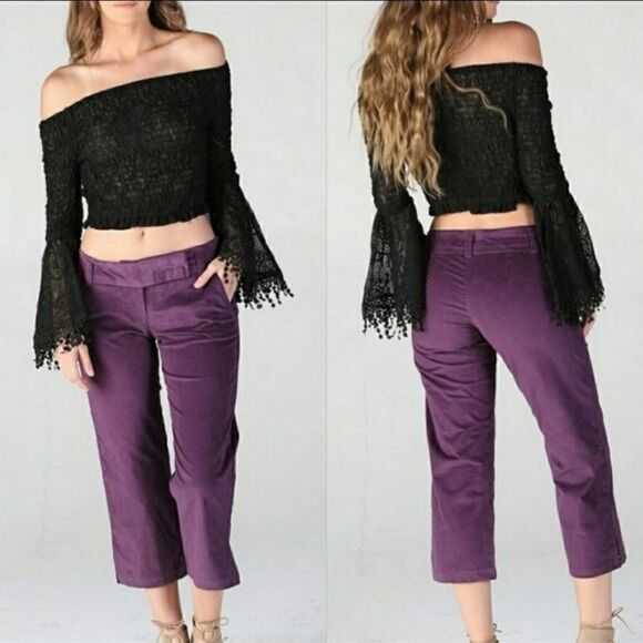 VELVET DEEP PURPLE CAPRI PANTS